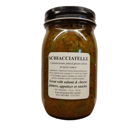 Olive Schiacciatelle - Pitted Green Olives in Spicy Sauce